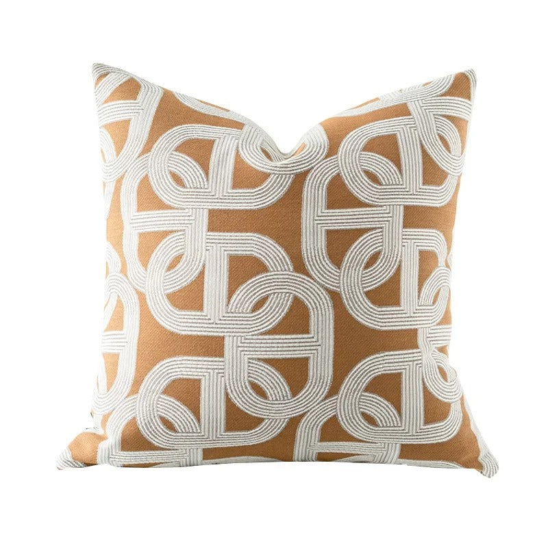 VelvetGlow Cushion Cover - Double-Sided Geometric Jacquard