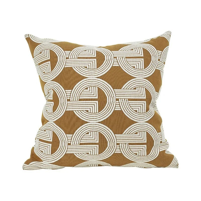 VelvetGlow Cushion Cover - Double-Sided Geometric Jacquard