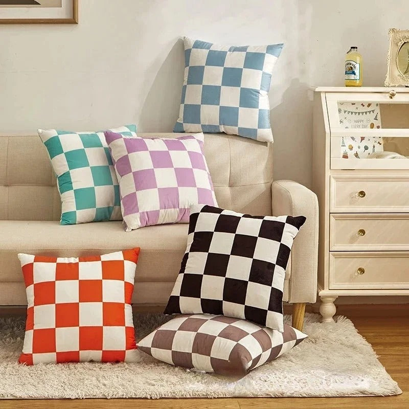 Checkered Cushion Cover - Trendy Decorative Pillow
