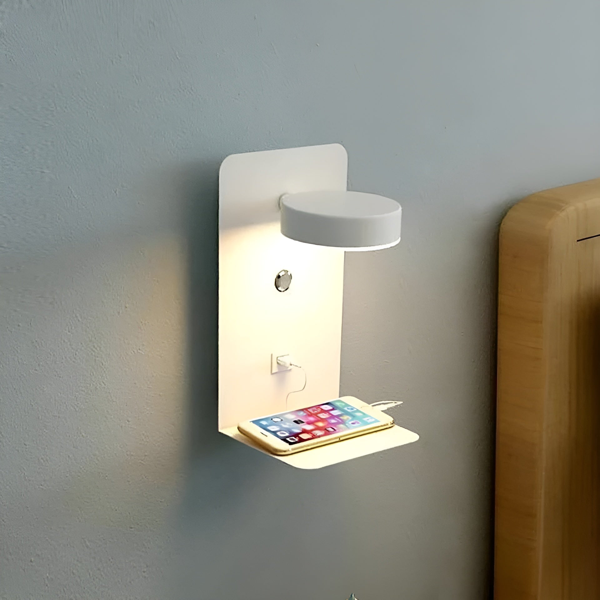 ChargeBright LED Wall Lamp with USB - USB Charging Sconce