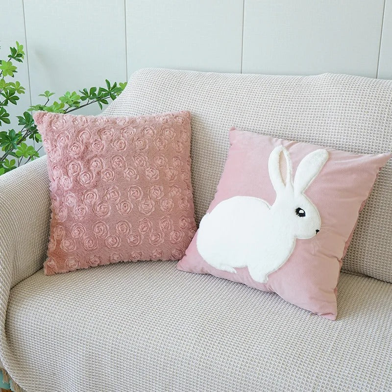 VelourVista Cushion Cover - Cute Plush 3D Design