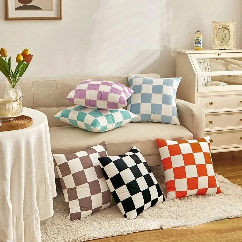 Checkered Cushion Cover - Trendy Decorative Pillow