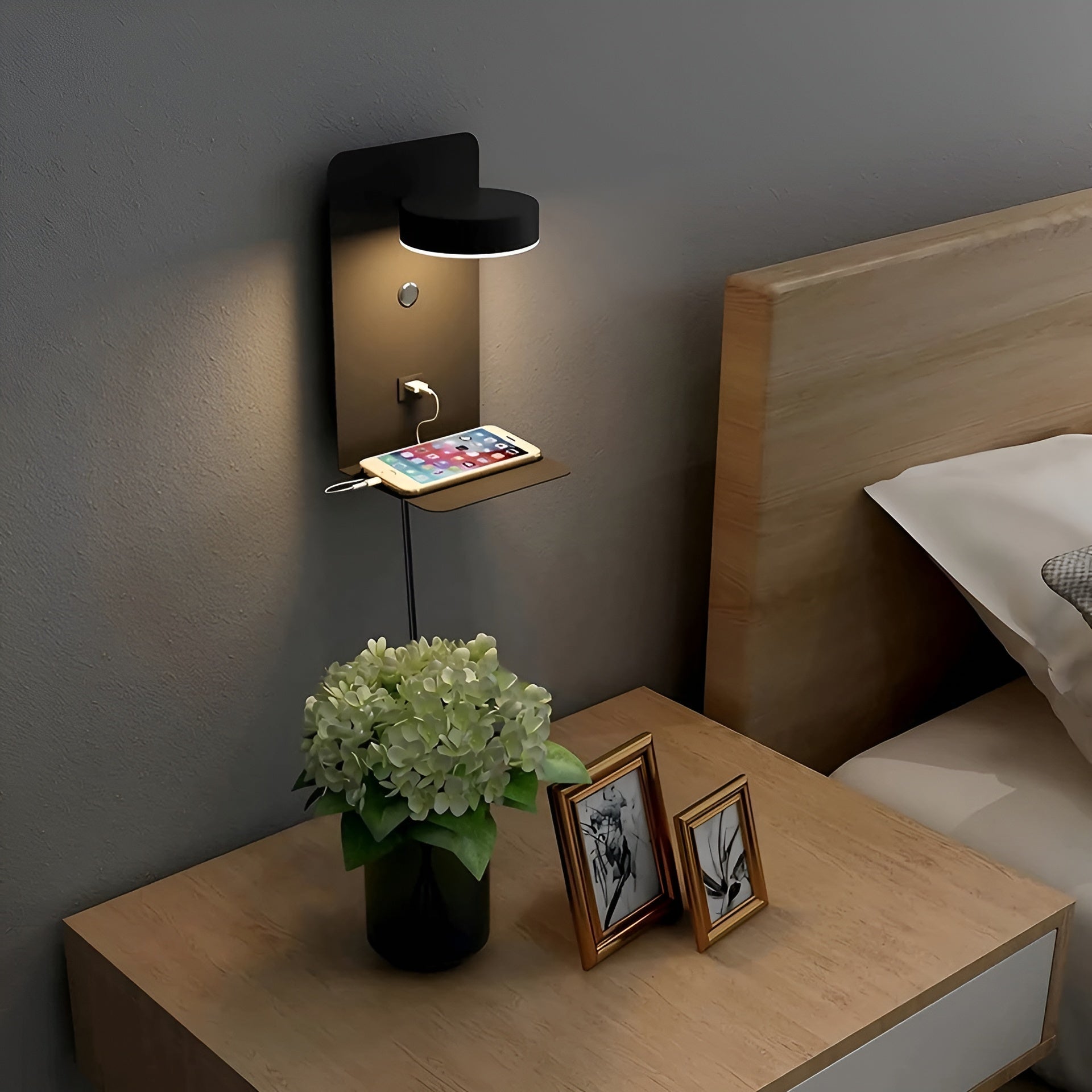 ChargeBright LED Wall Lamp with USB - USB Charging Sconce