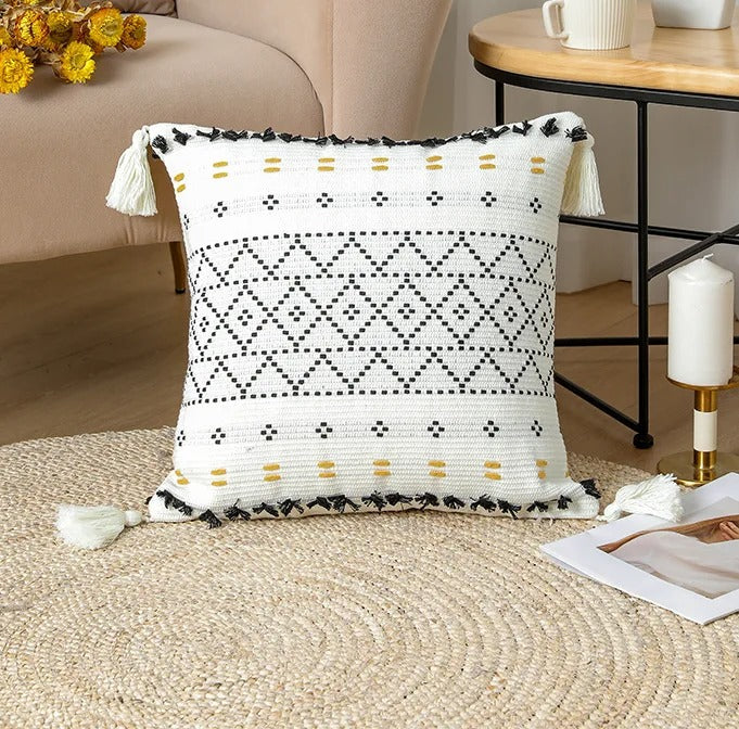 SatinCiel Boho Cushion Cover - Tufted Design