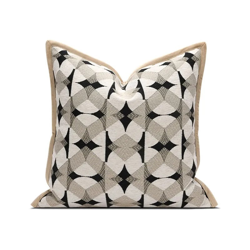 RegalRest Cushion Cover - Geometric Black & Khaki