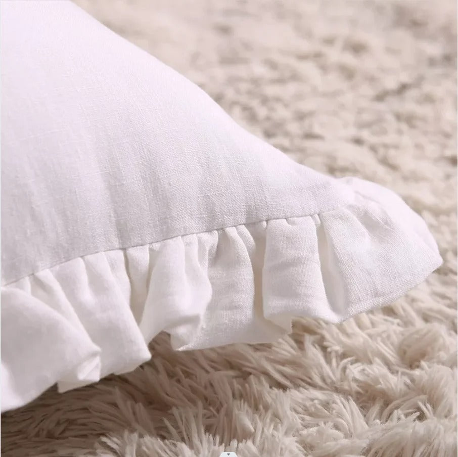 Linen Ruffle Cushion Cover - Ruffle Edge Linen