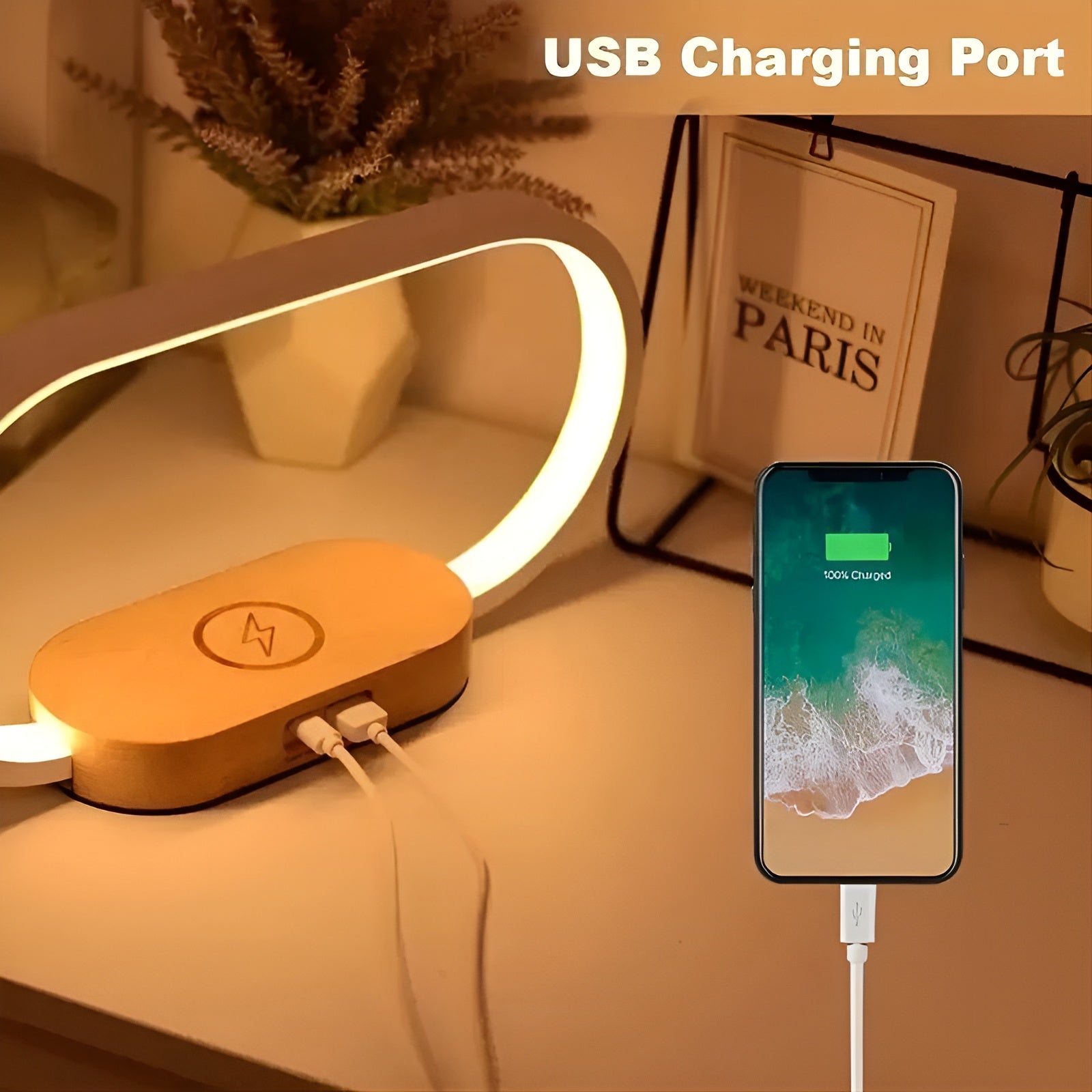3-in-1 Desk Lamp - Wireless Charger & LED Clock