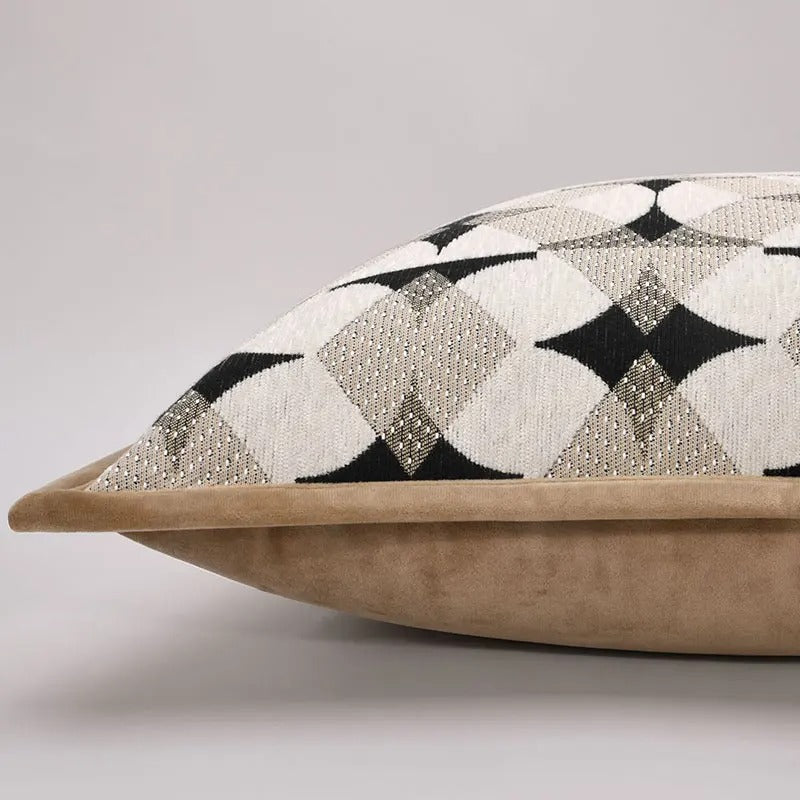 RegalRest Cushion Cover - Geometric Black & Khaki