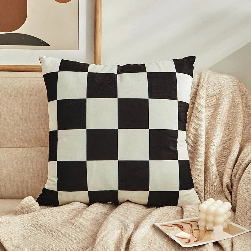 Checkered Cushion Cover - Trendy Decorative Pillow