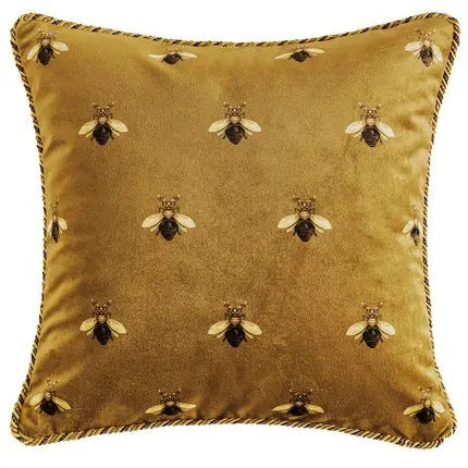 Golden Bee Cushion Cover - Luxe Gold Bee Print