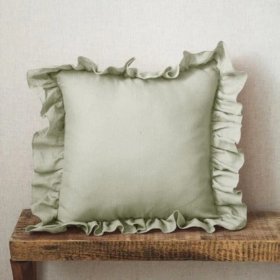 Linen Ruffle Cushion Cover - Ruffle Edge Linen