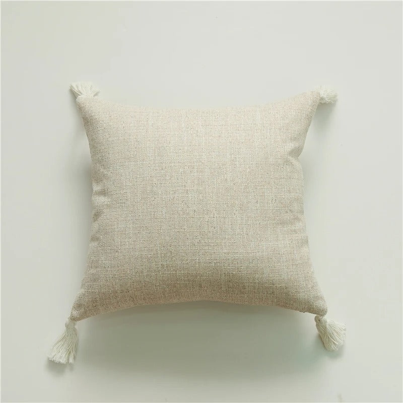 ImperialRest Linen Cushion Cover - Tasseled Accent