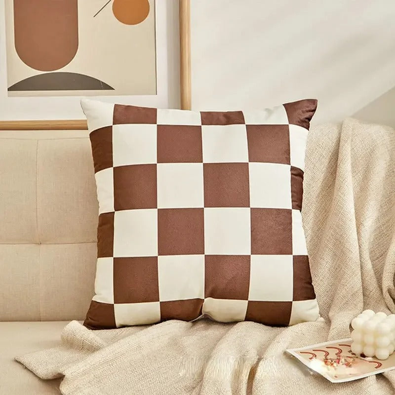 Checkered Cushion Cover - Trendy Decorative Pillow