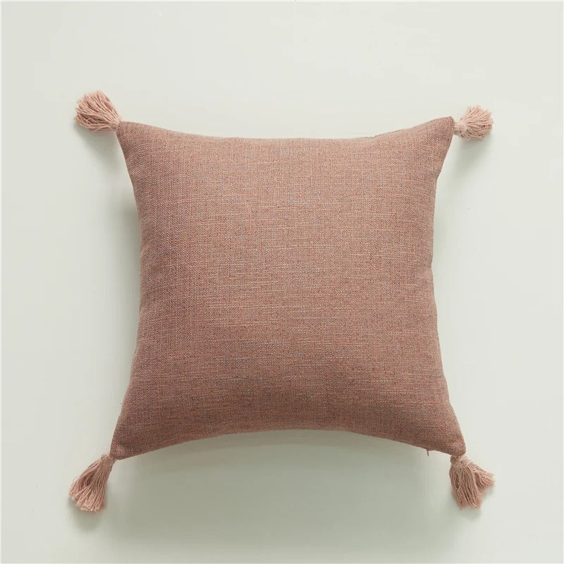 ImperialRest Linen Cushion Cover - Tasseled Accent