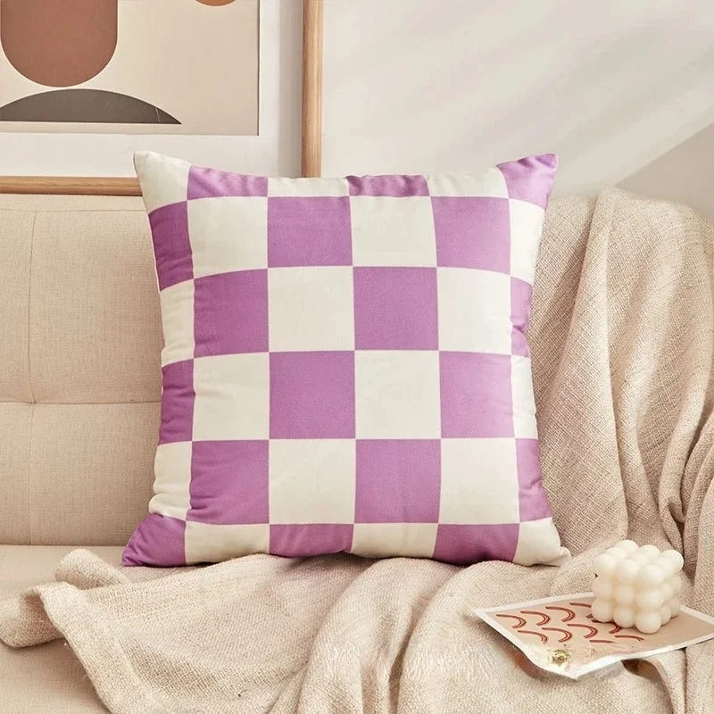 Checkered Cushion Cover - Trendy Decorative Pillow