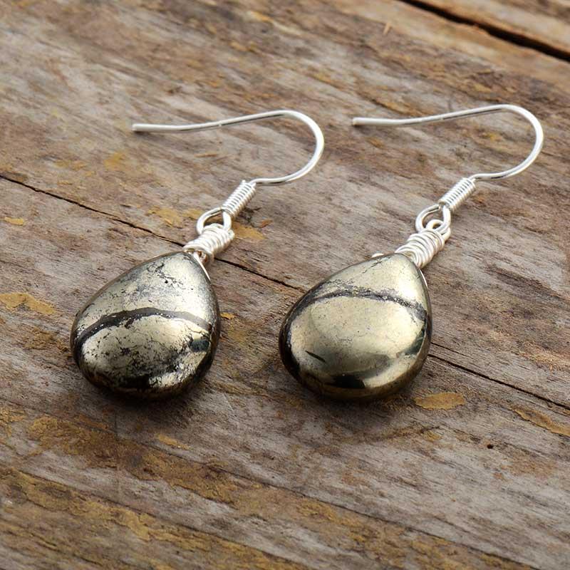 Elara - Pyrite Drop Earrings for Women