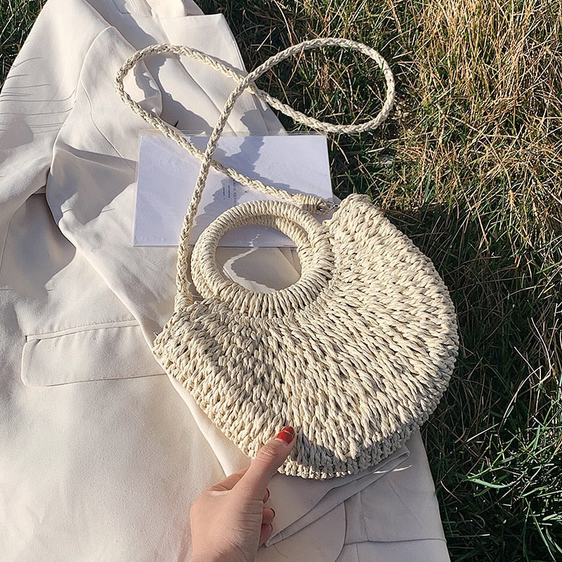RomyBag - Woven Rattan Shoulder Bag