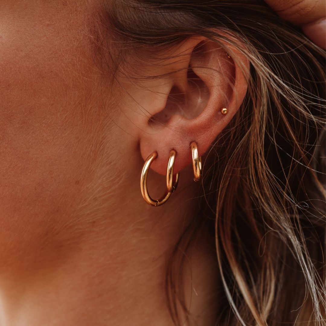 Celeste - Gold Plated Hoop Earrings in Three Sizes for Women