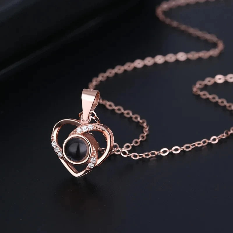 EternalLove Necklace - Heart Pendant with I Love You in 100 Languages
