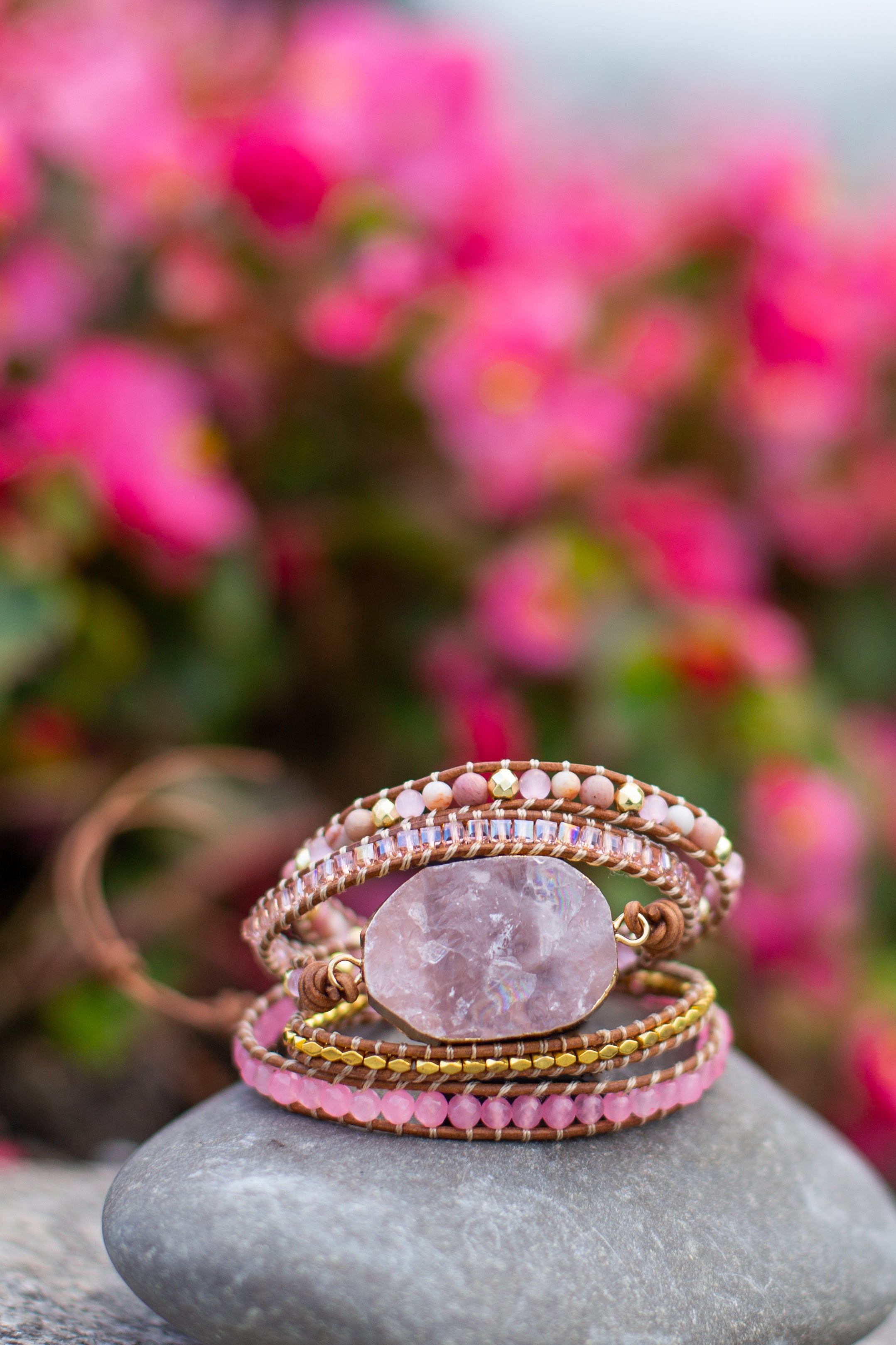 Amoria Rose Quartz Wrap Bracelet