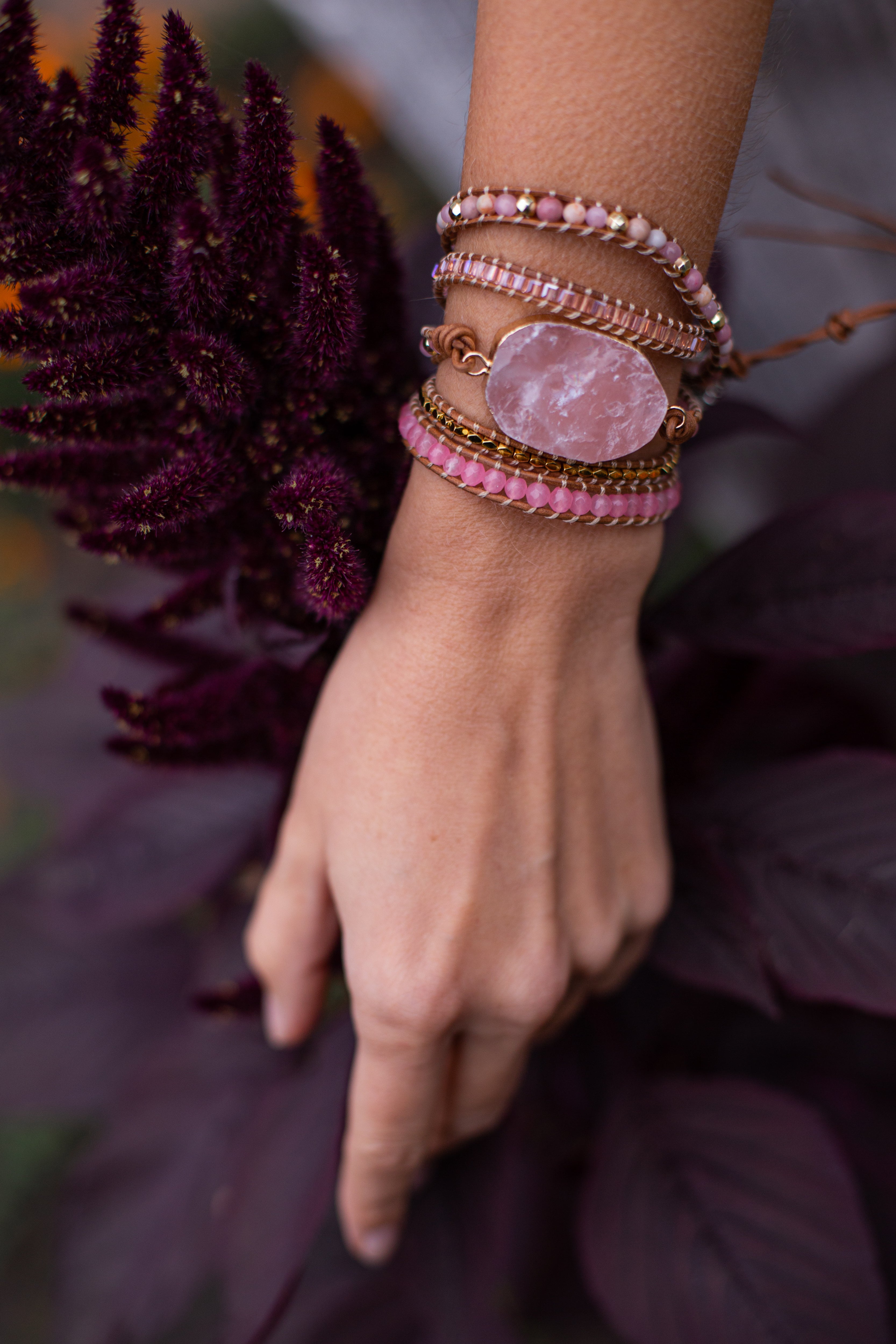 Amoria Rose Quartz Wrap Bracelet