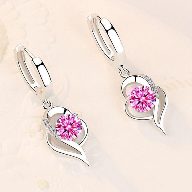 Amelina - Silver Earrings with Zirconia Flowers for Women