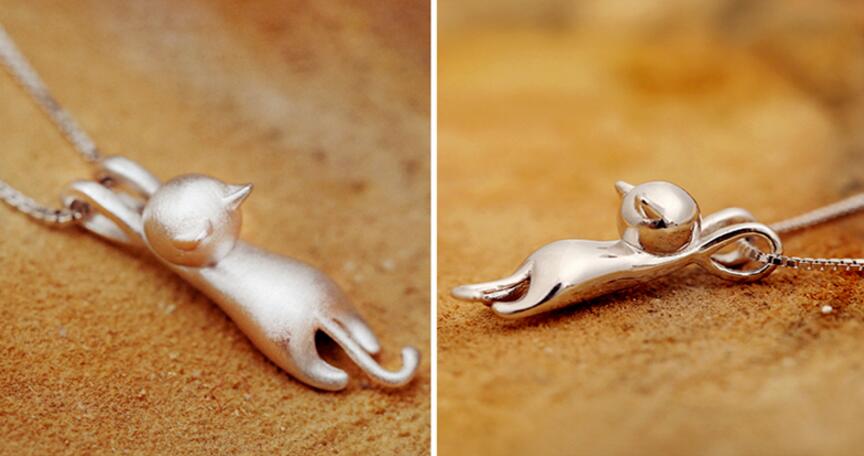 Miyu - Playful Silver Cat Necklace for Women