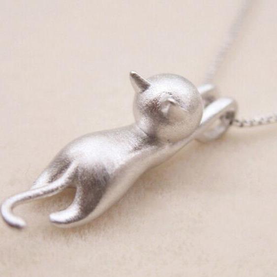 Miyu - Playful Silver Cat Necklace for Women