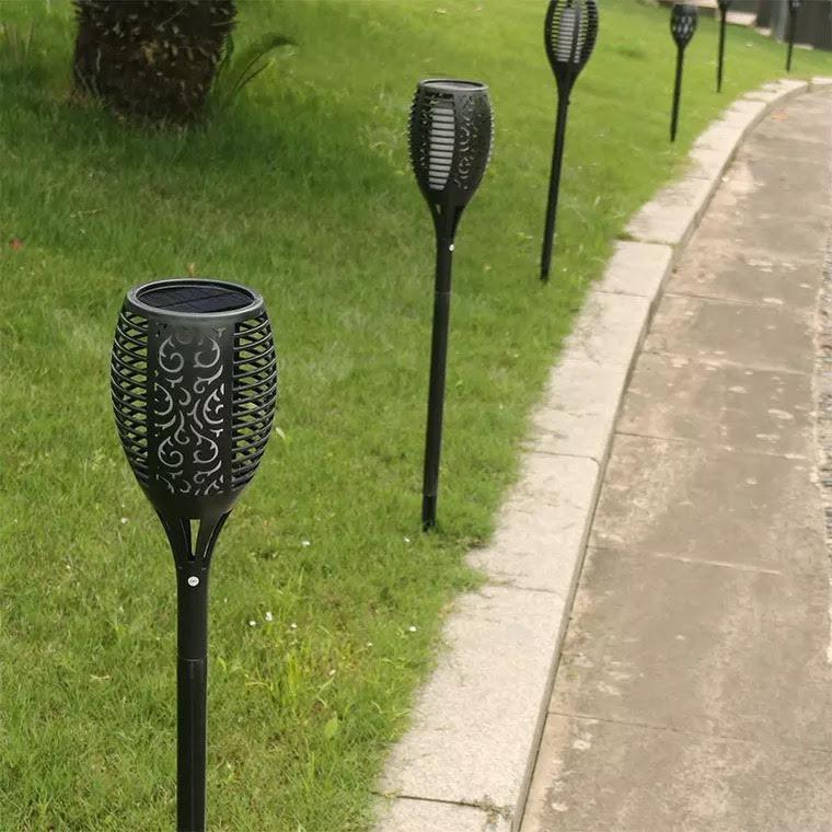 Solar Garden Torch Lights - 96 LED Flame, 4 Pack