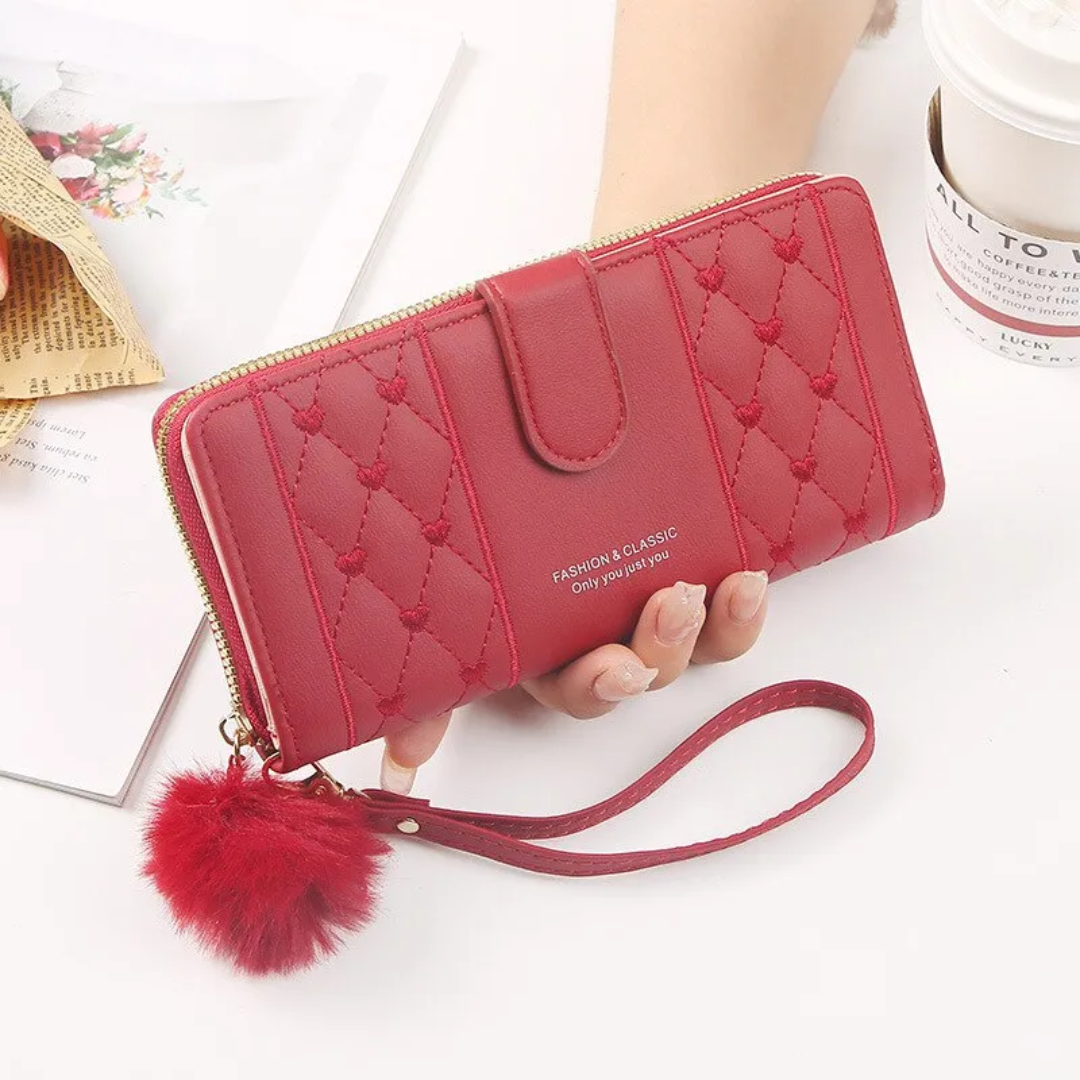 EmbroiWallet - Elegant Wristlet Wallet with Heart Embroidery