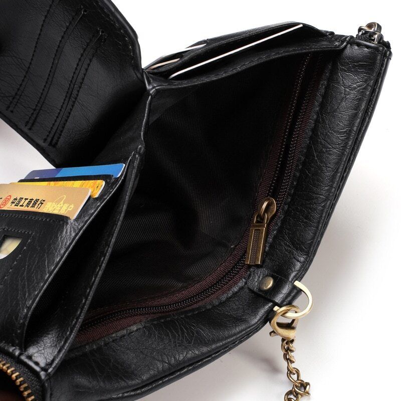 VintageCraft Chain Wallet - Rugged Leather Wallet with Removable Chain