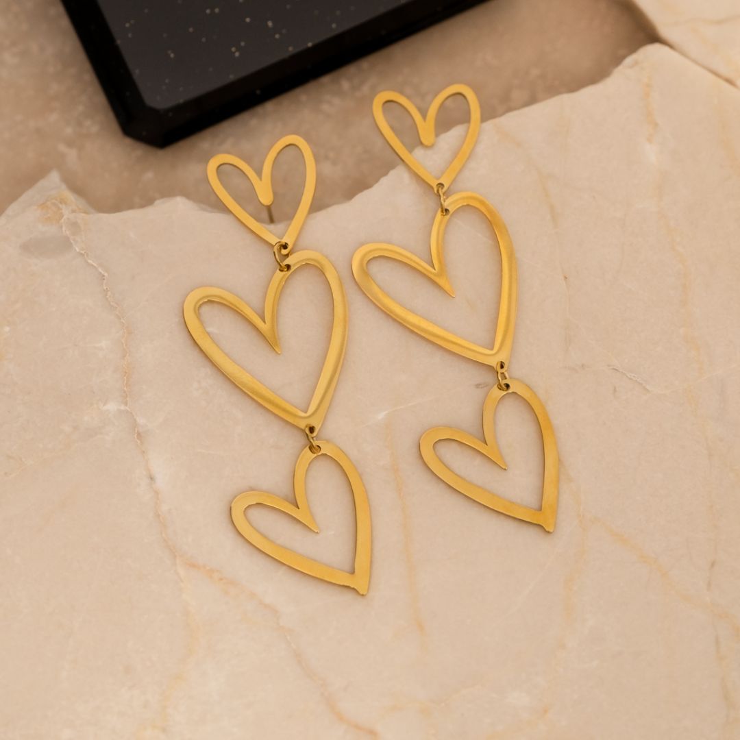 TripleHeart Earrings - Triple Open Hearts