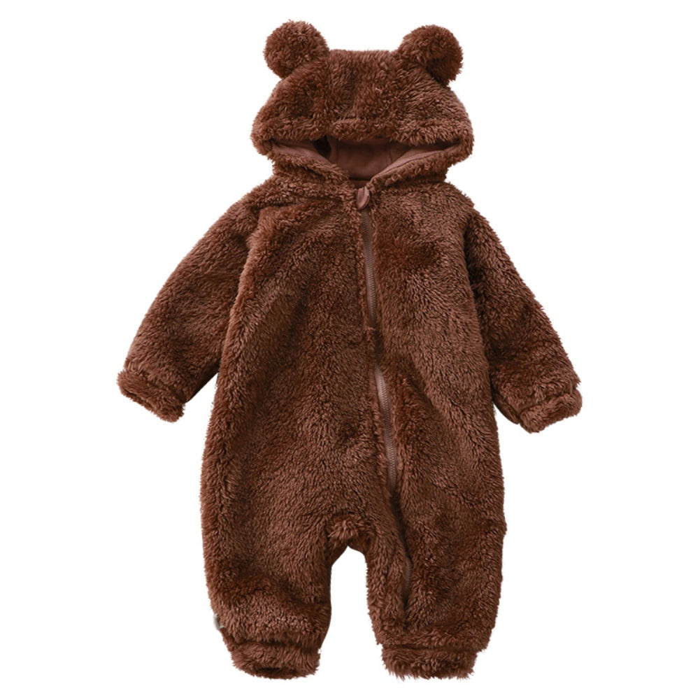 SnuggleBear - Winter Baby Romper with Bear Hood