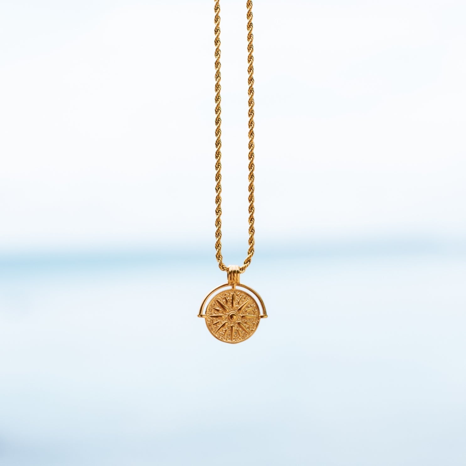 Aurora Sun Pendant Necklace - Radiant Gold Sun Charm