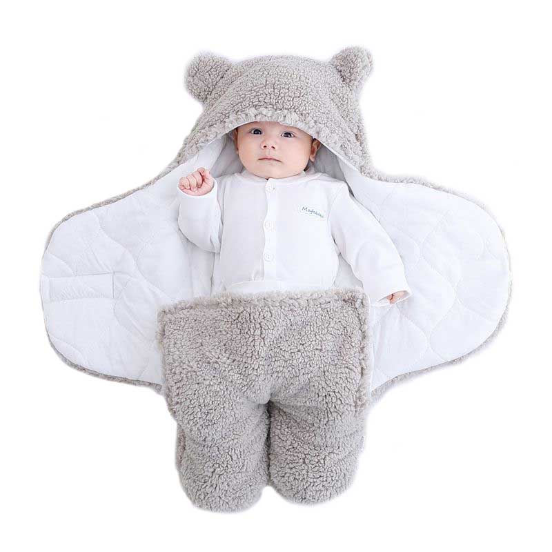 CosyCub - Teddy Fleece Baby Swaddle Sleeping Bag